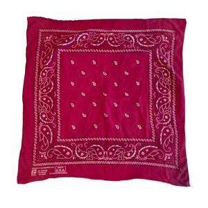 Vintage Paris Accessories Paisley Bandana Maroon Red USA Made Cotton 80s 90s